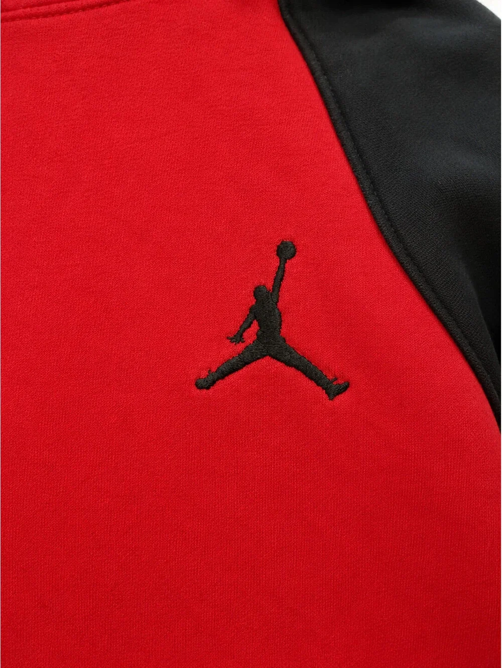 Nike Air Jordan Flight Hoodie Men XL Red Black Pullover Fleece Sweatshirt